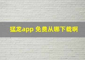 猛龙app 免费从哪下载啊